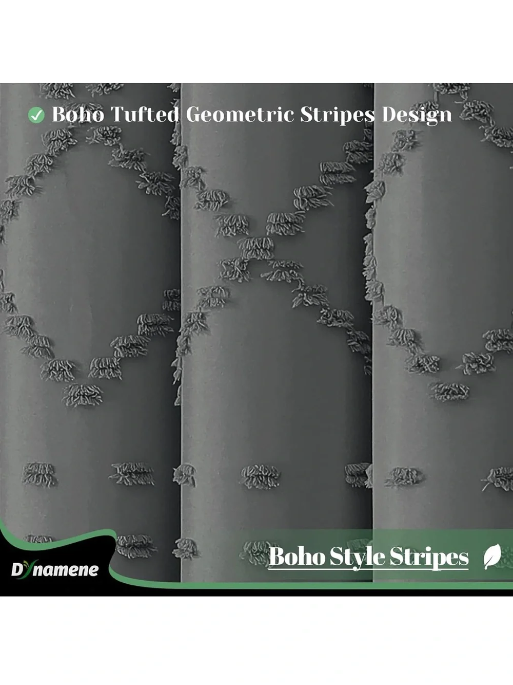 Textured Charcoal Gray Tassel Shower Curtain - Home Bath NWT